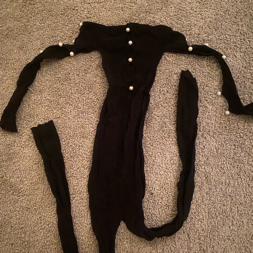 Black One Piece with Pearl Accents